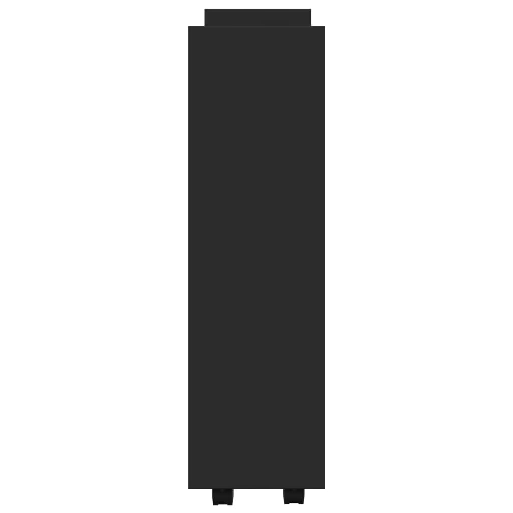 Chariot de rangement étroit 3 niveaux noir bois d'ingénierie - XIOS