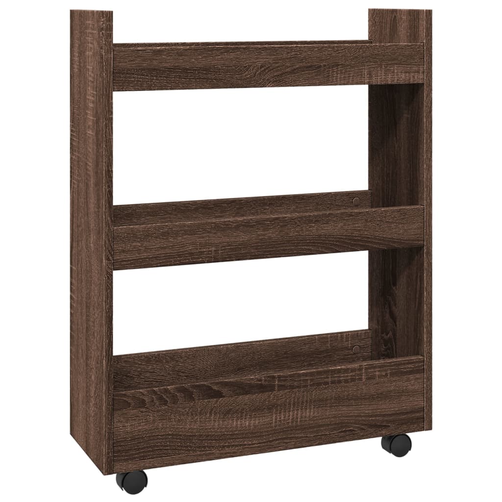 Chariot de rangement étroit 3 niveaux chêne marron - XIOS