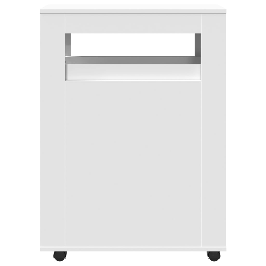 Meuble étroit de salle de bain à roulettes blanc