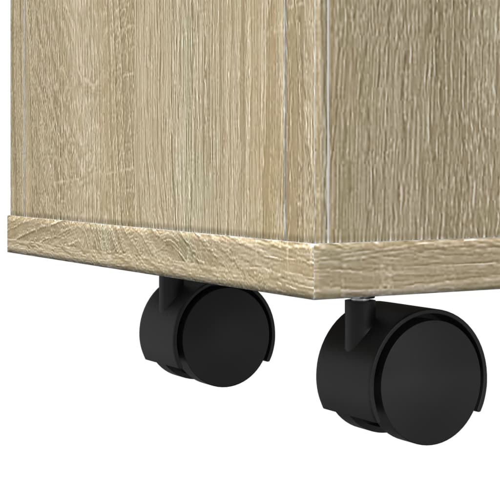 Meuble étroit de salle de bain à roulettes chêne sonoma
