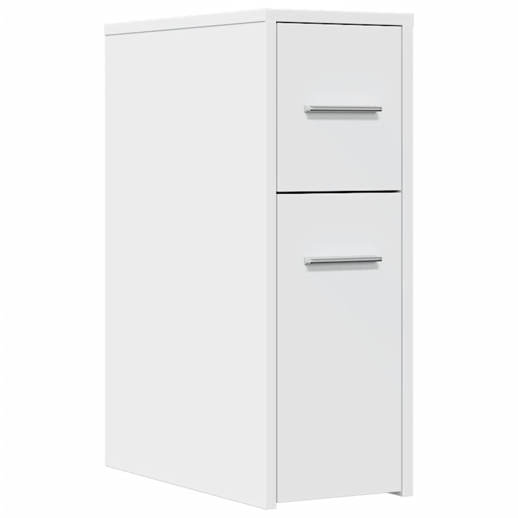 Armoire de salle de bain étroite avec roulettes blanc