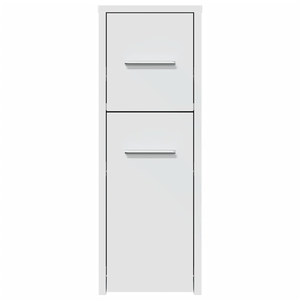 Armoire de salle de bain étroite avec roulettes blanc