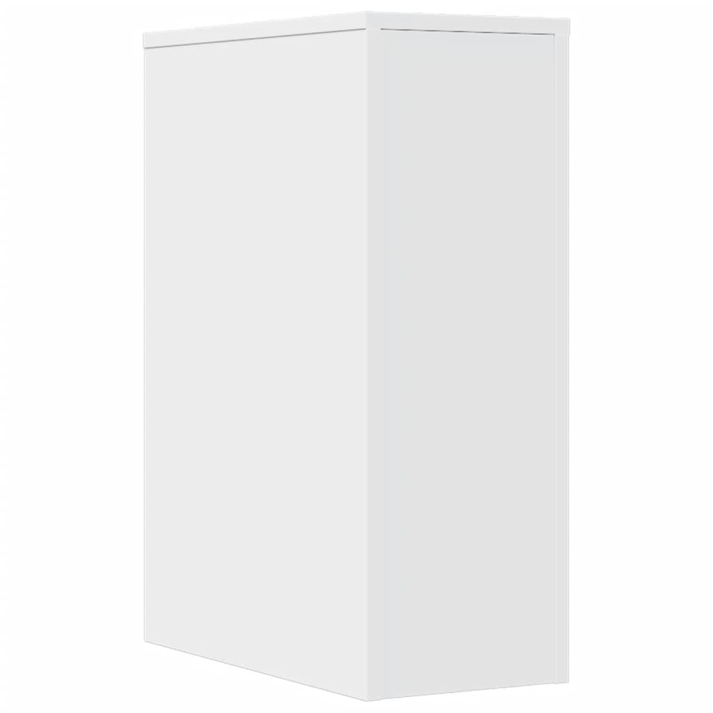 Armoire de salle de bain étroite avec roulettes blanc