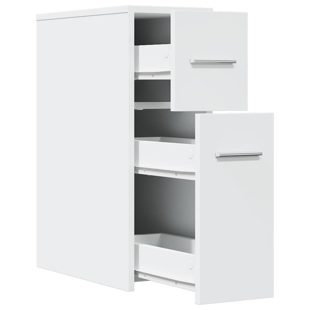 Armoire de salle de bain étroite avec roulettes blanc