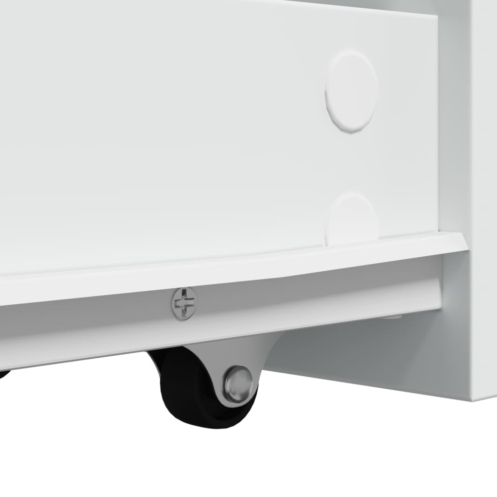 Armoire de salle de bain étroite avec roulettes blanc