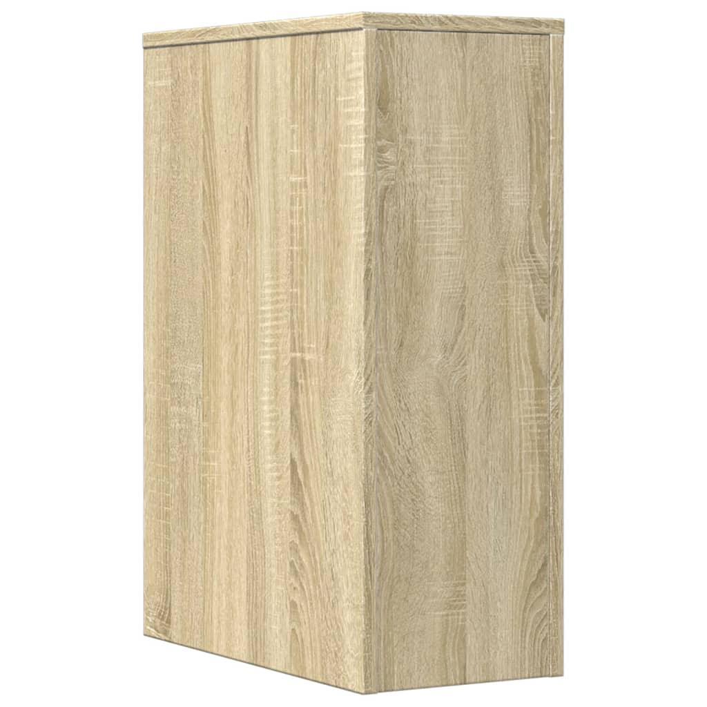 Armoire de salle de bain étroite avec roulettes chêne sonoma