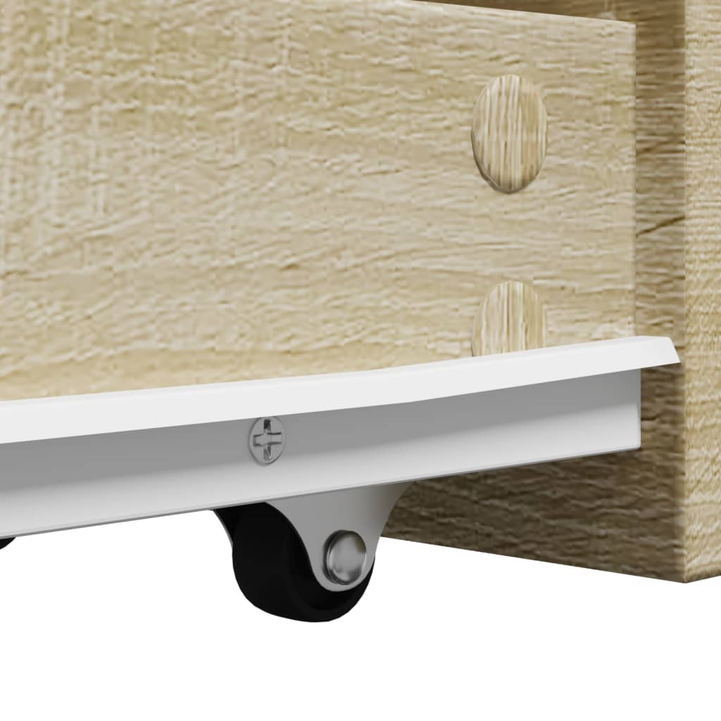 Armoire de salle de bain étroite avec roulettes chêne sonoma