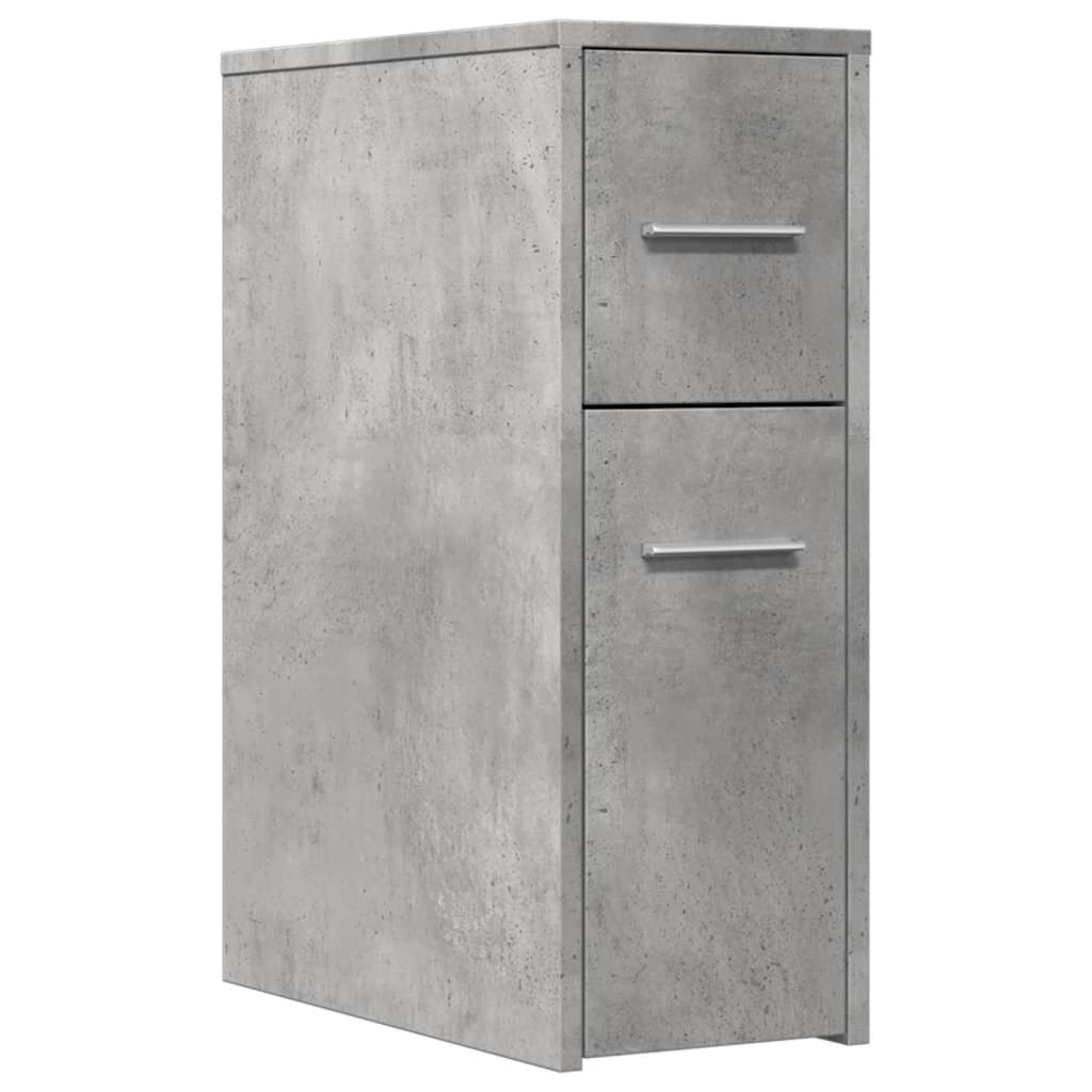 Armoire de salle de bain étroite avec roulettes gris béton