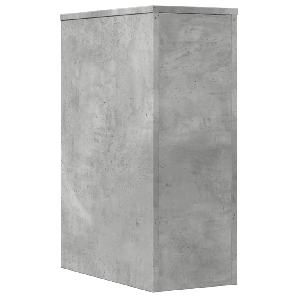 Armoire de salle de bain étroite avec roulettes gris béton