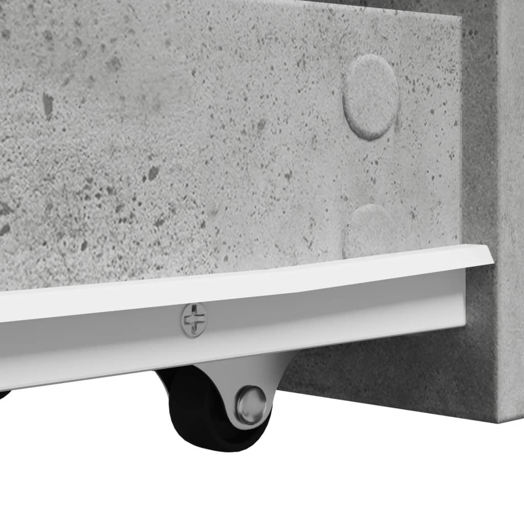 Armoire de salle de bain étroite avec roulettes gris béton