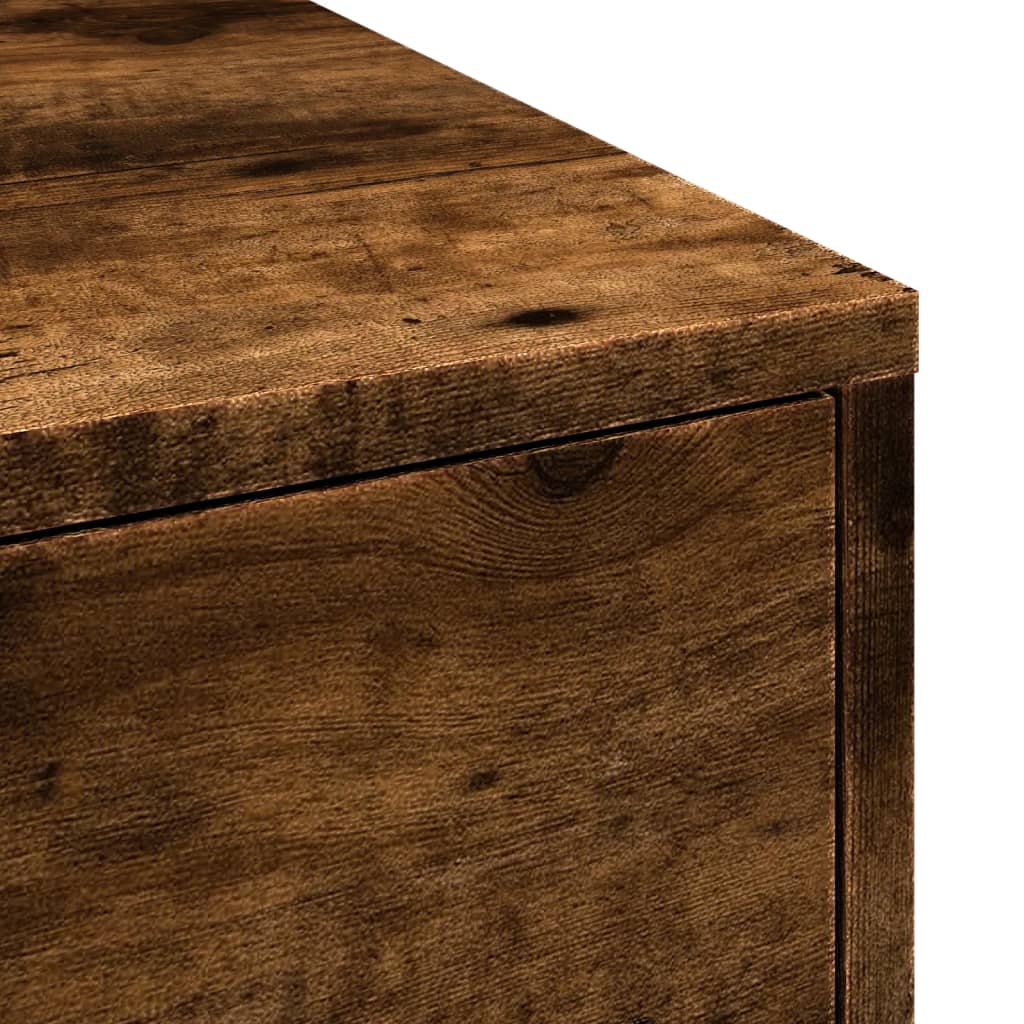Armoire de salle de bain étroite avec roulettes chêne fumé