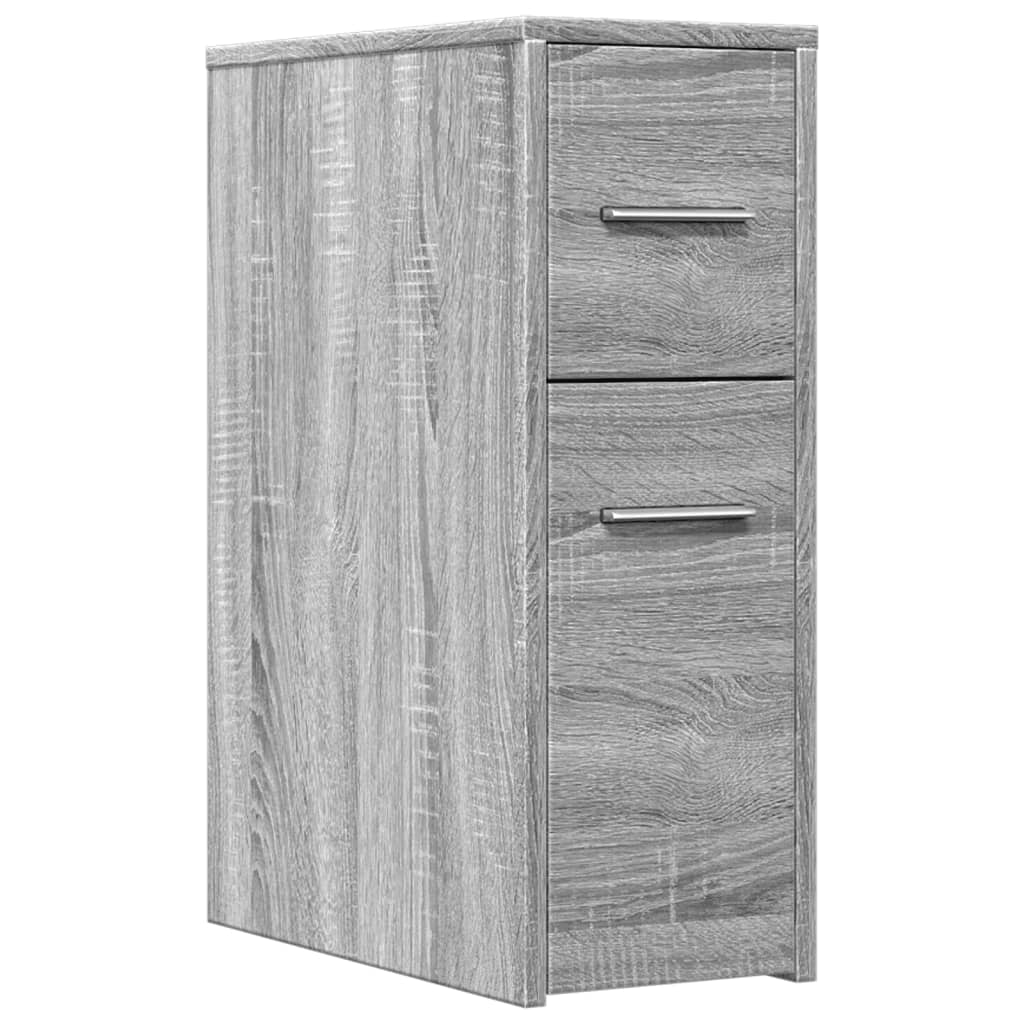 Armoire de salle de bain étroite avec roulettes sonoma gris