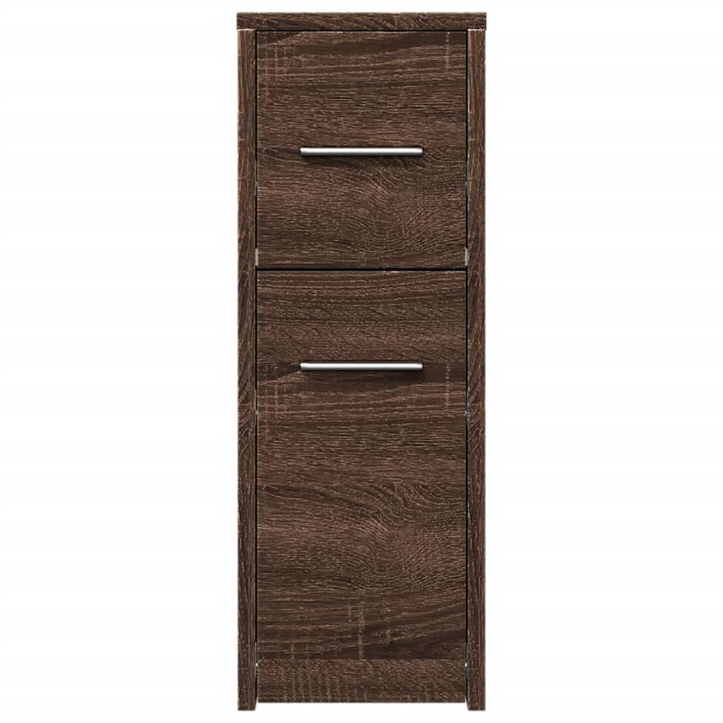 Armoire de salle de bain étroite avec roulettes chêne marron