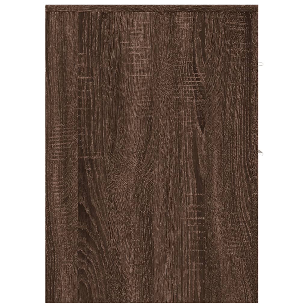 Armoire de salle de bain étroite avec roulettes chêne marron