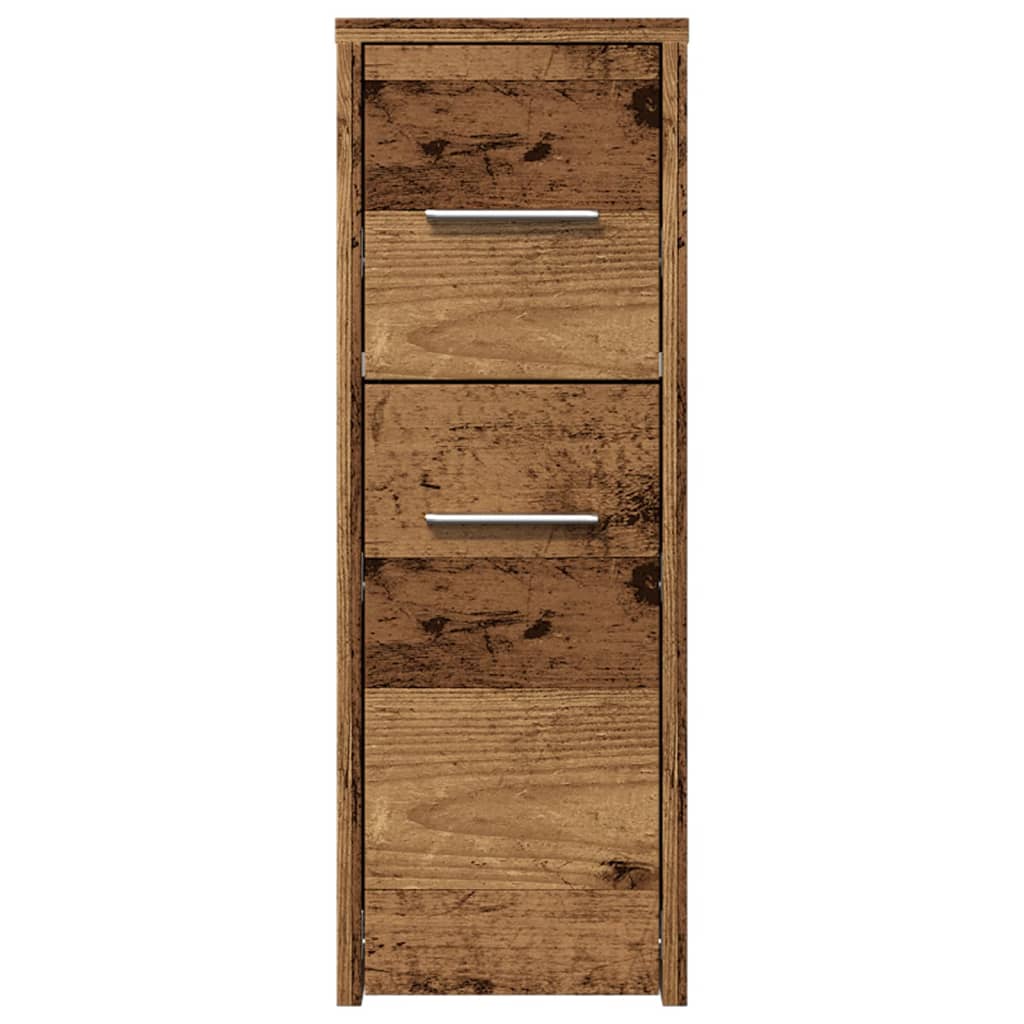 Armoire de salle de bain étroite avec roulettes vieux bois