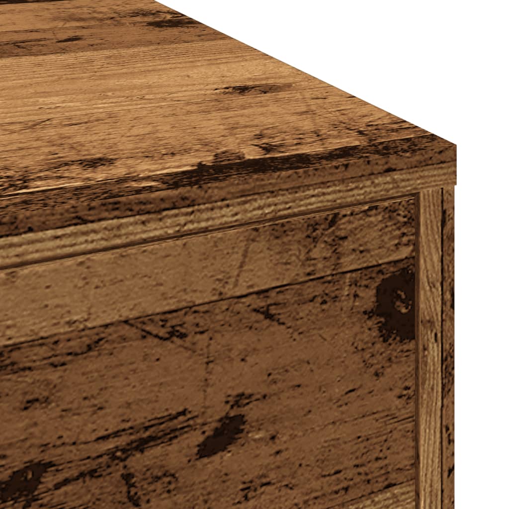 Armoire de salle de bain étroite avec roulettes vieux bois