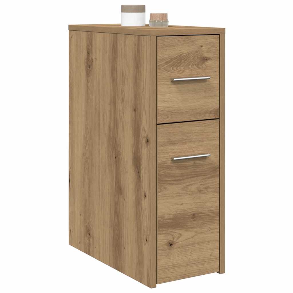 Armoire de salle de bain étroite avec roulettes chêne artisanal - XIOS