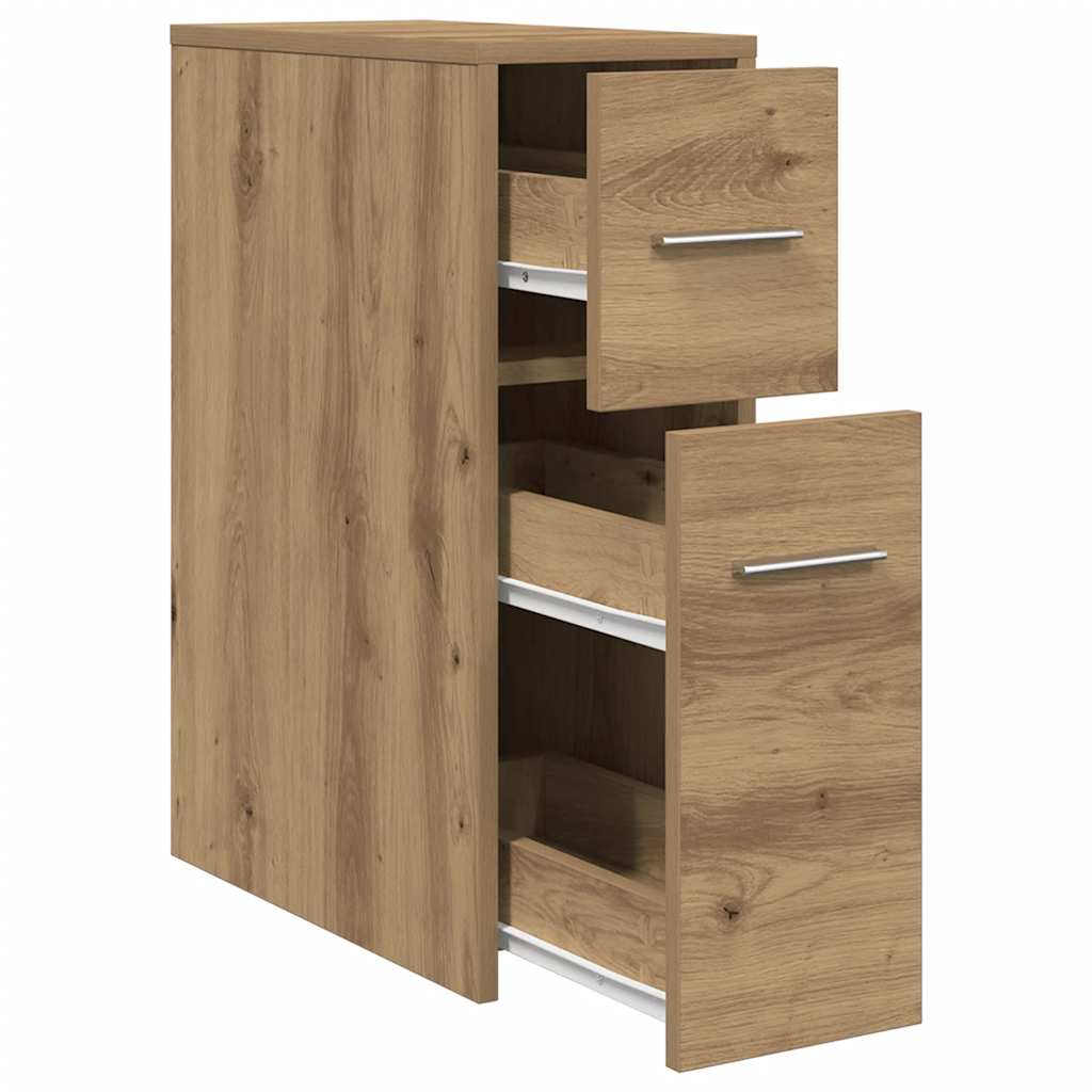 Armoire de salle de bain étroite avec roulettes chêne artisanal - XIOS
