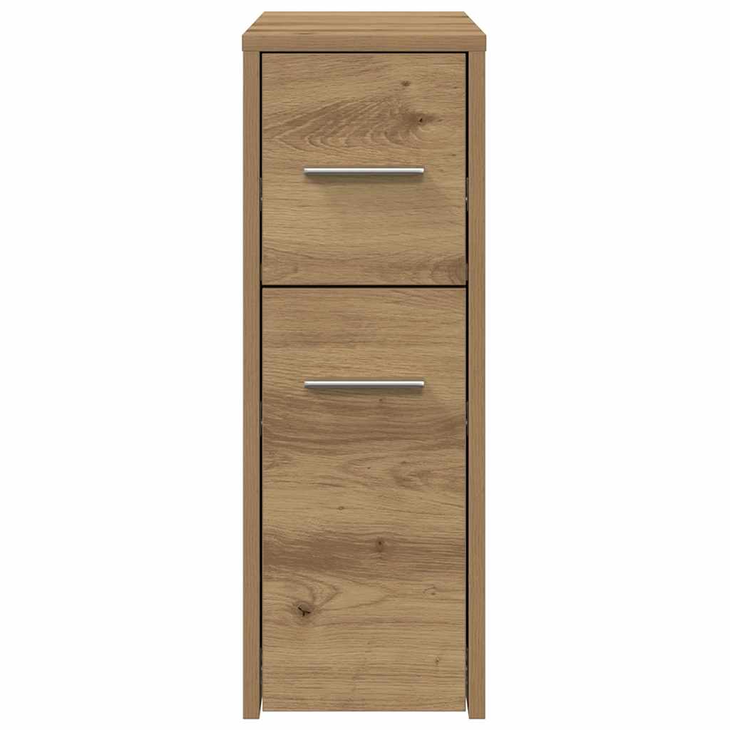 Armoire de salle de bain étroite avec roulettes chêne artisanal - XIOS