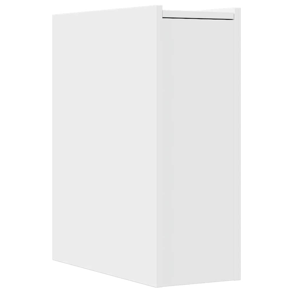 Armoire de salle de bain étroite avec roulettes blanc