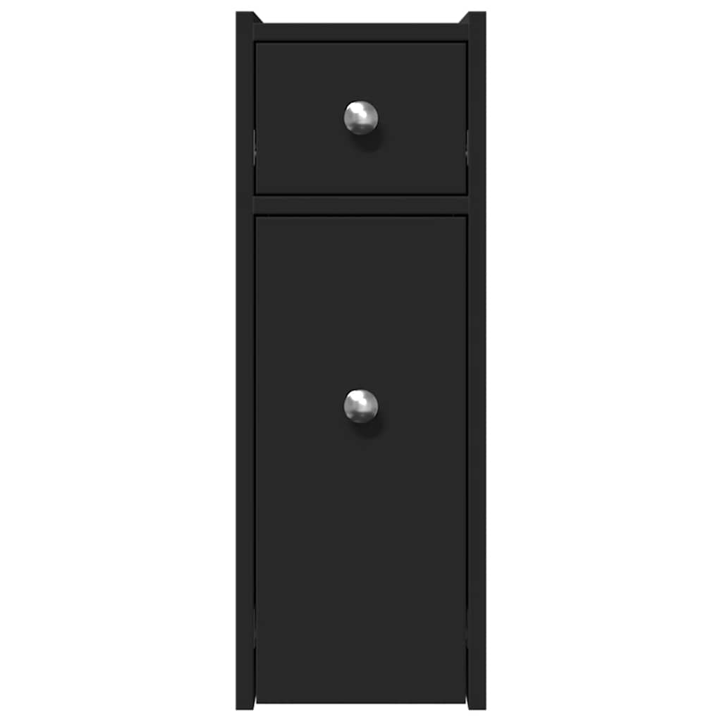 Armoire de salle de bain étroite avec roulettes noir