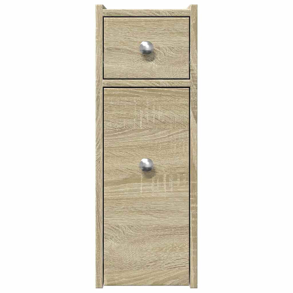 Armoire de salle de bain étroite avec roulettes chêne sonoma