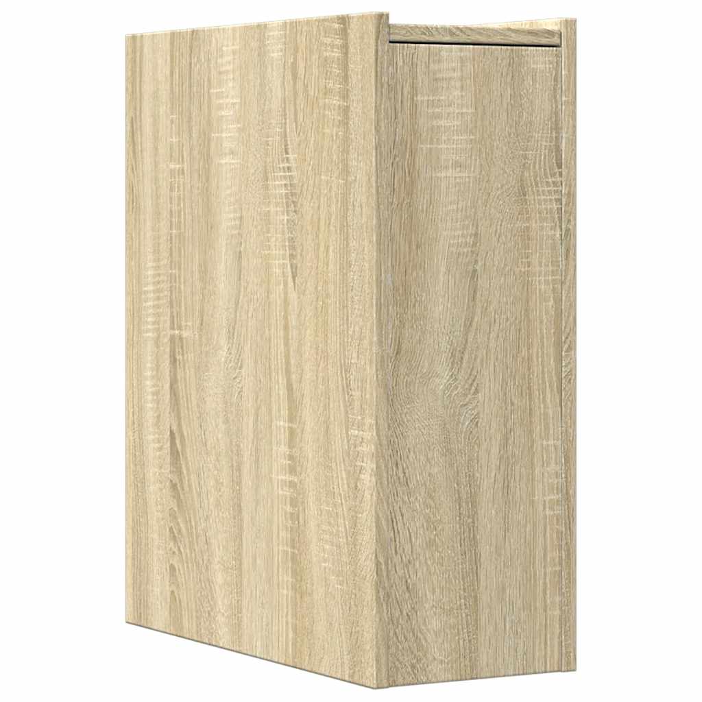 Armoire de salle de bain étroite avec roulettes chêne sonoma