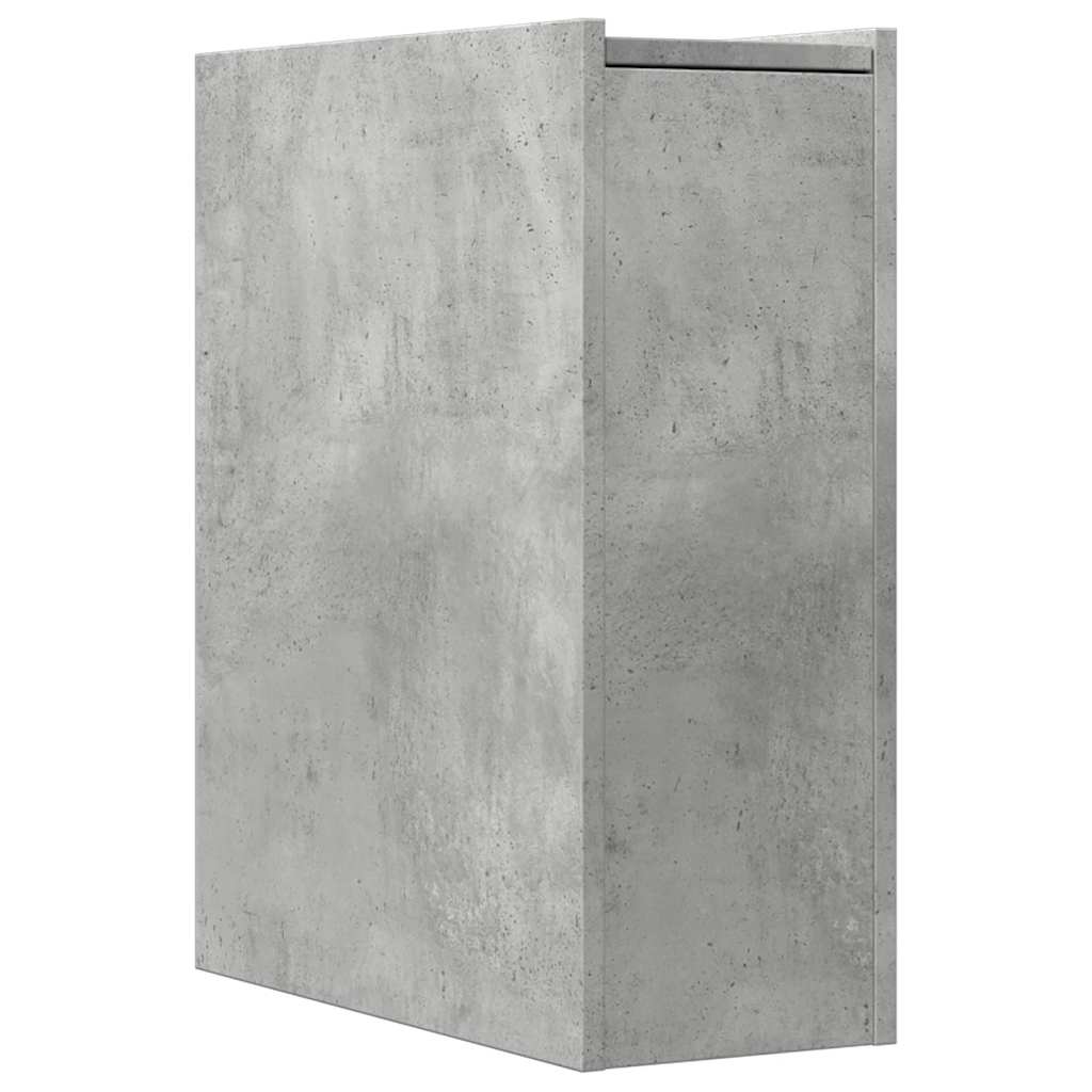 Armoire de salle de bain étroite avec roulettes gris béton