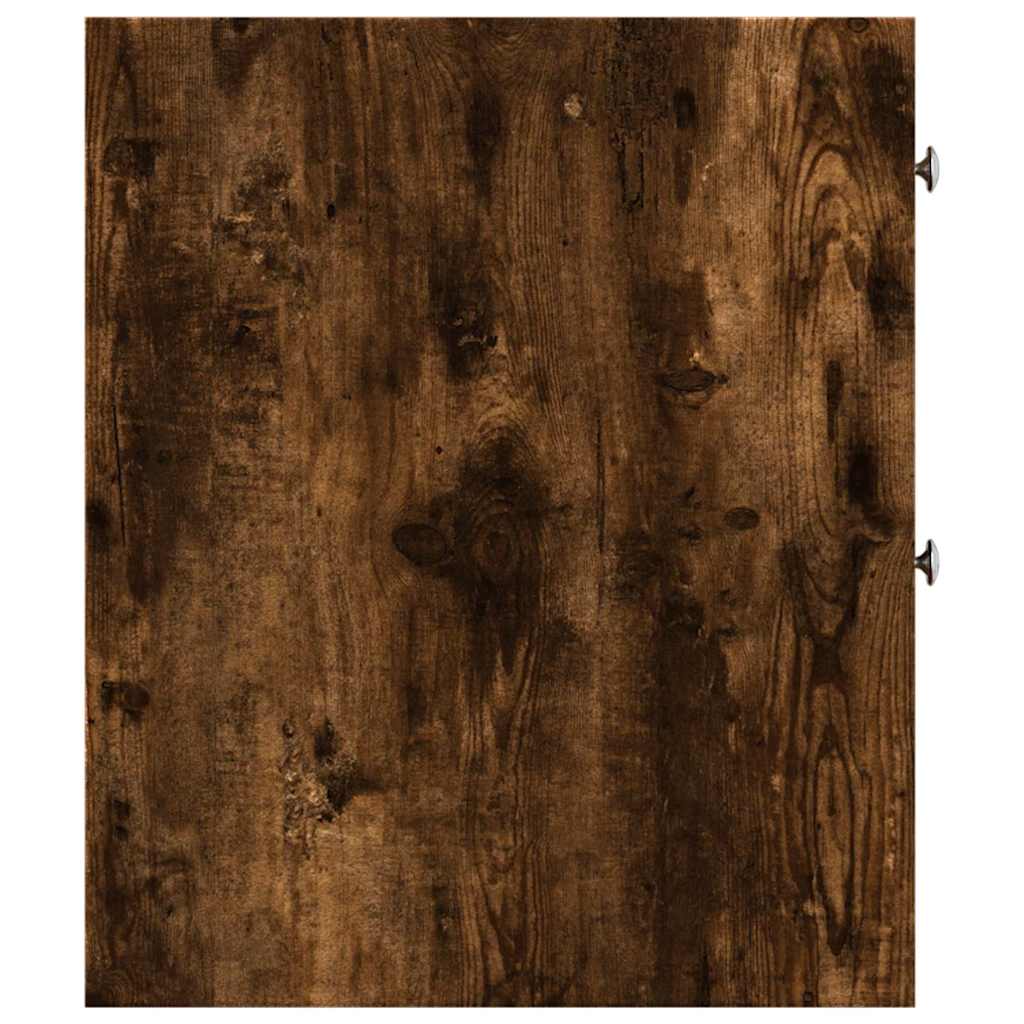 Armoire de salle de bain étroite avec roulettes chêne fumé