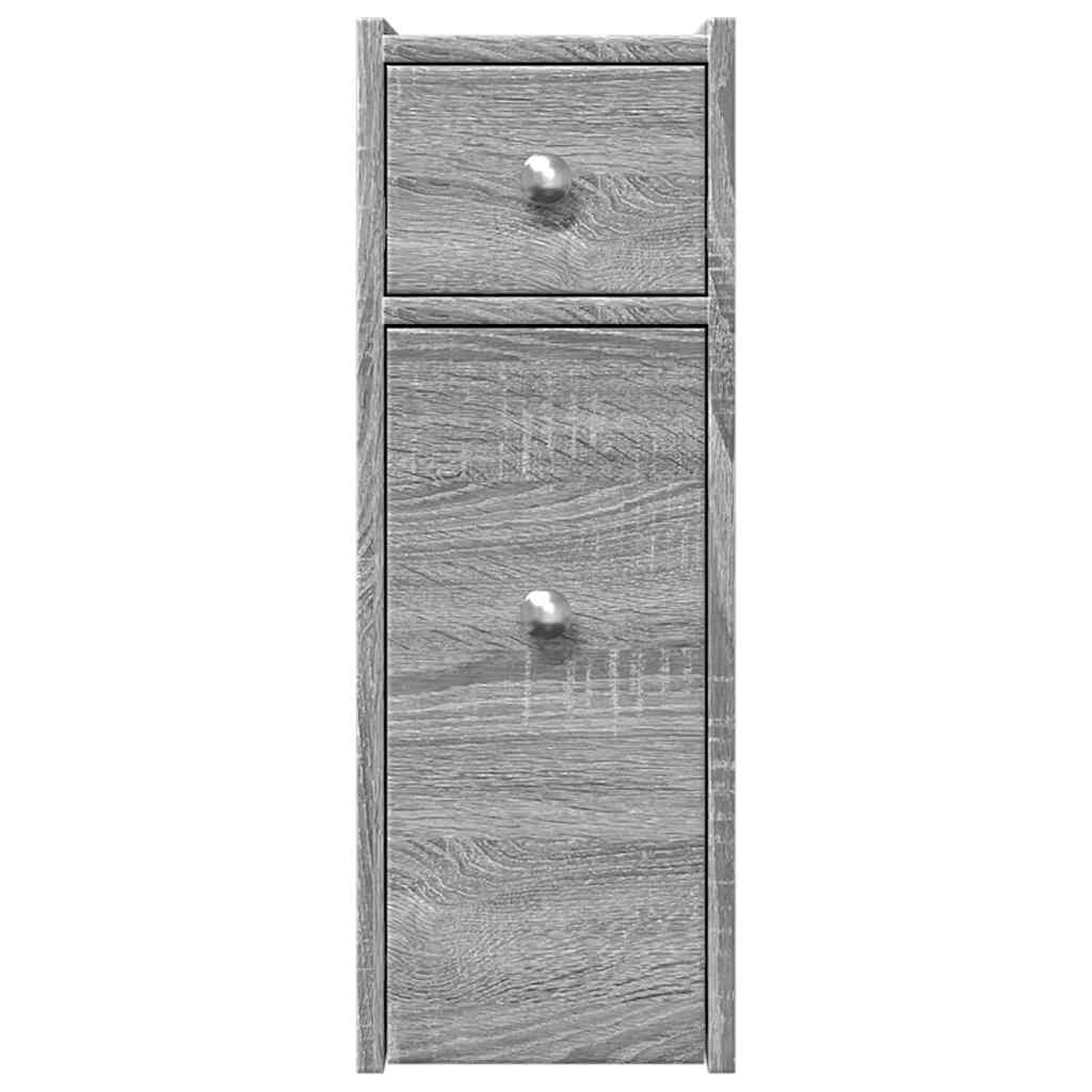Armoire de salle de bain étroite avec roulettes sonoma gris