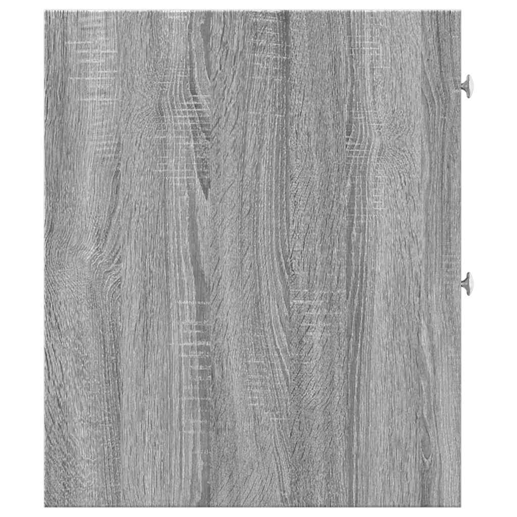 Armoire de salle de bain étroite avec roulettes sonoma gris