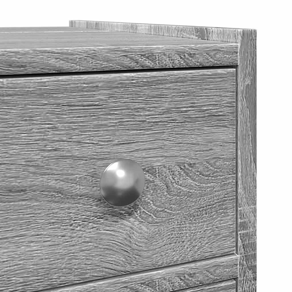 Armoire de salle de bain étroite avec roulettes sonoma gris
