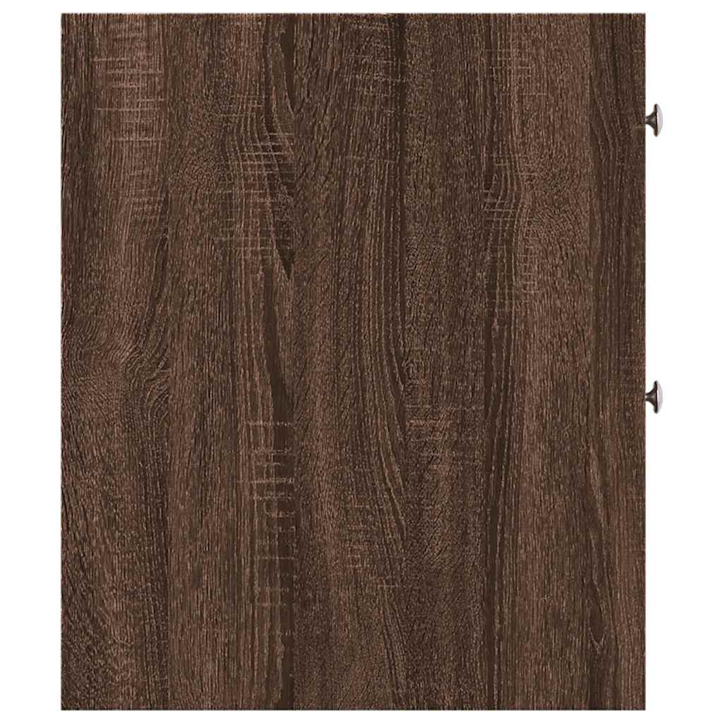 Armoire de salle de bain étroite avec roulettes chêne marron