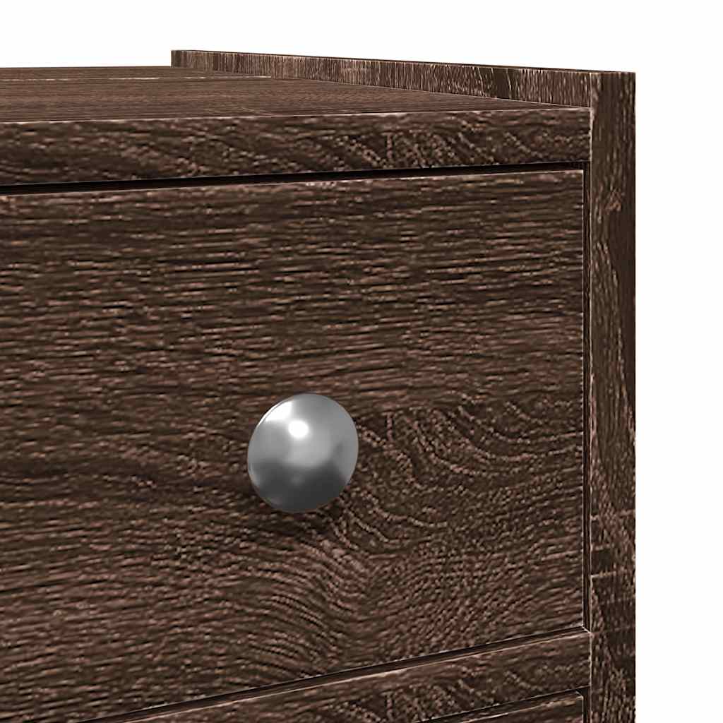 Armoire de salle de bain étroite avec roulettes chêne marron