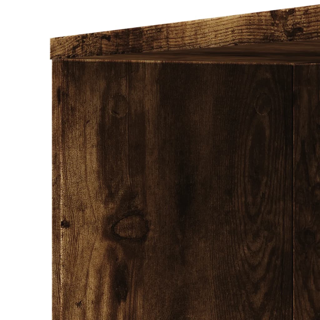 Armoire de salle de bain étroite avec roulettes chêne fumé