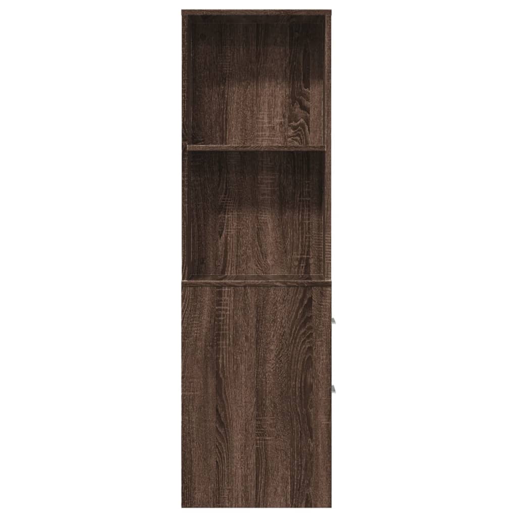 Armoire de salle de bain étroite avec roulettes chêne marron