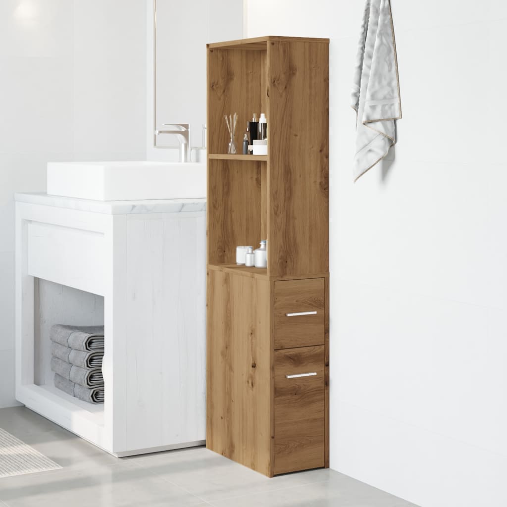 Armoire de salle de bain étroite avec roulettes chêne artisanal Casiers & armoires de rangement vidaXL
