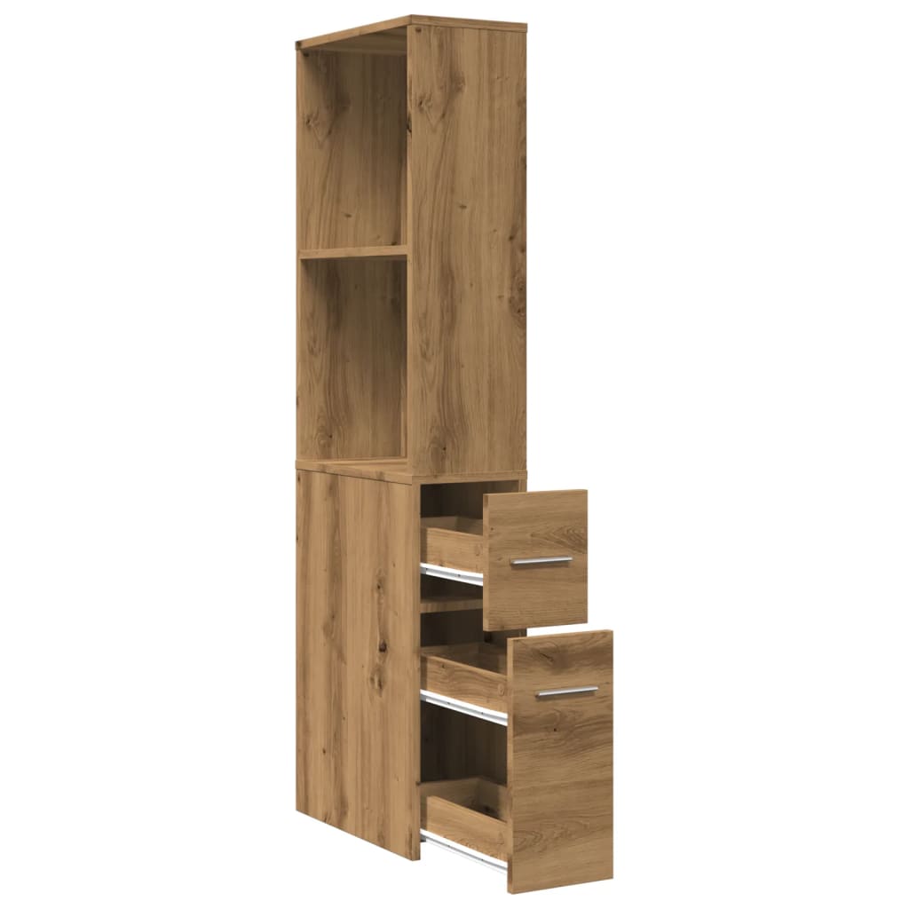 Armoire de salle de bain étroite avec roulettes chêne artisanal Casiers & armoires de rangement vidaXL