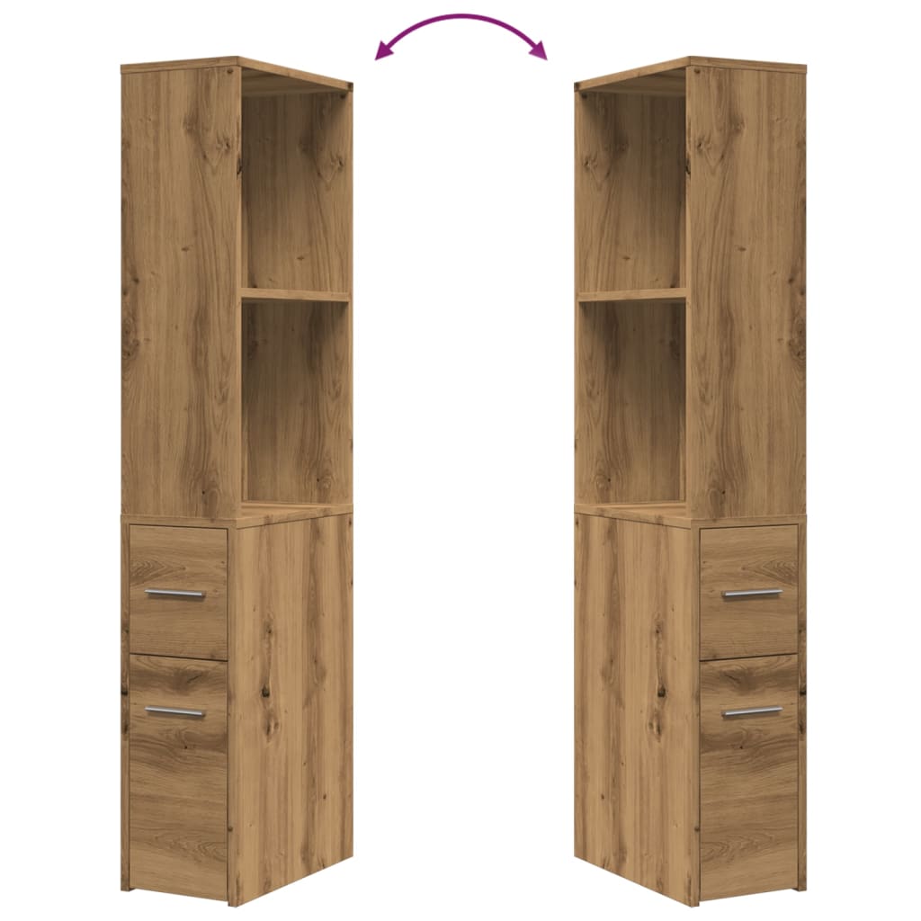 Armoire de salle de bain étroite avec roulettes chêne artisanal Casiers & armoires de rangement vidaXL