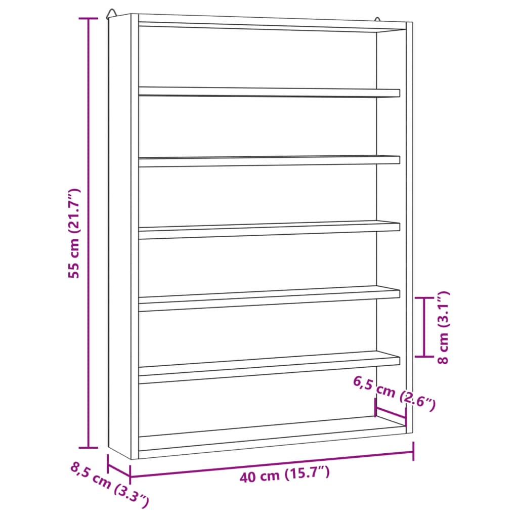 Vitrine de collection en bois avec 6 étagères 40x8,5x55 cm - XIOS