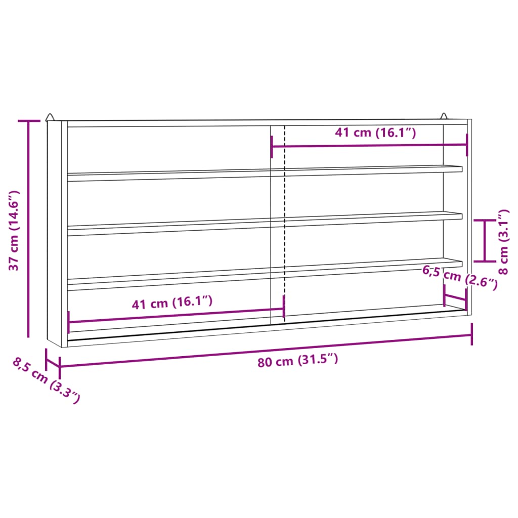 Vitrine de collection en bois avec portes 80x8,5x37 cm - XIOS