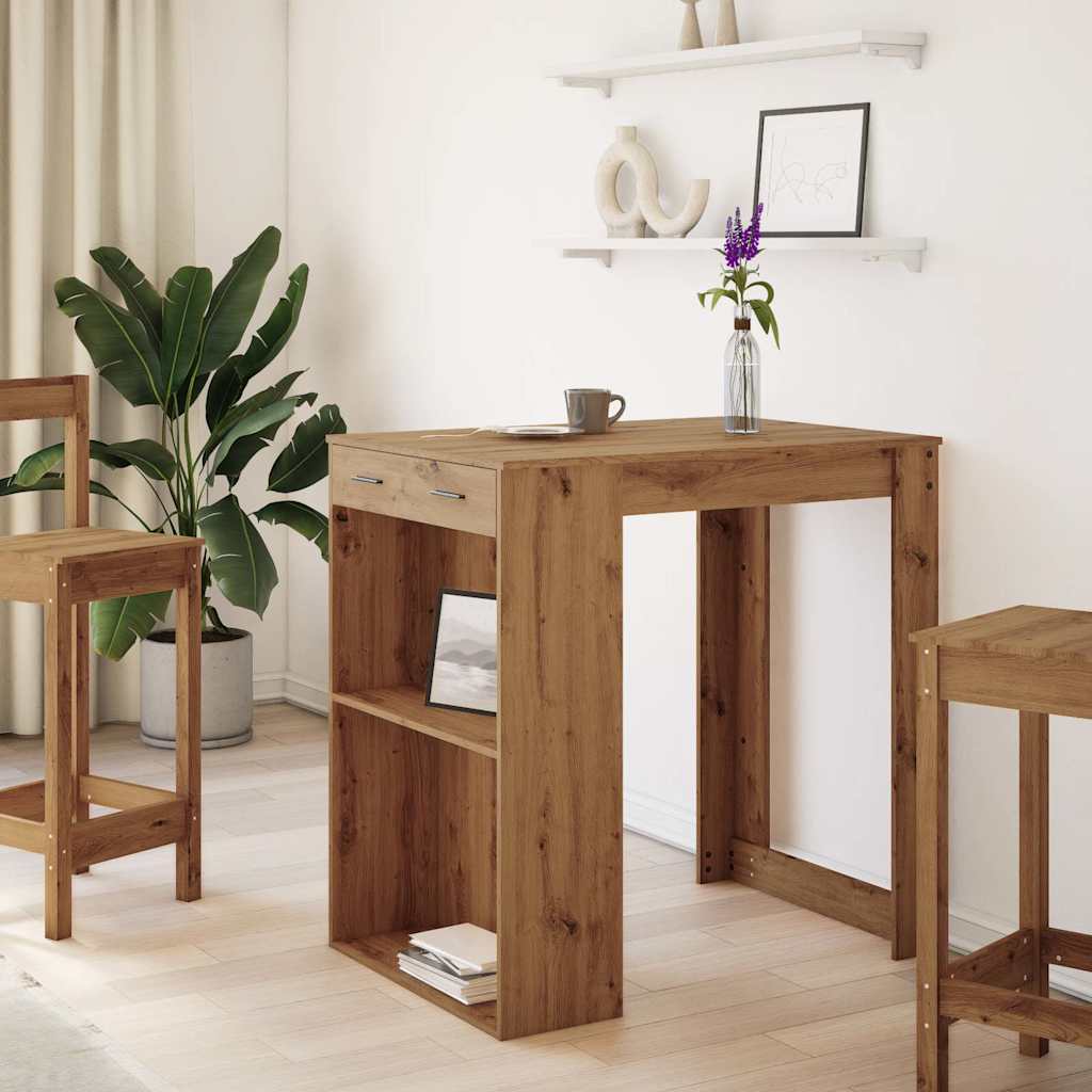 Table de bar chêne artisanal 102x70x103,5 cm bois d'ingénierie - XIOS