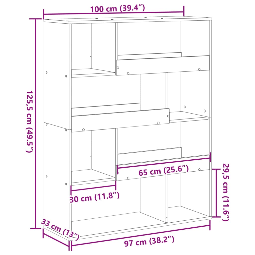 Bibliothèque noir 100x33x125,5 cm bois d'ingénierie - XIOS