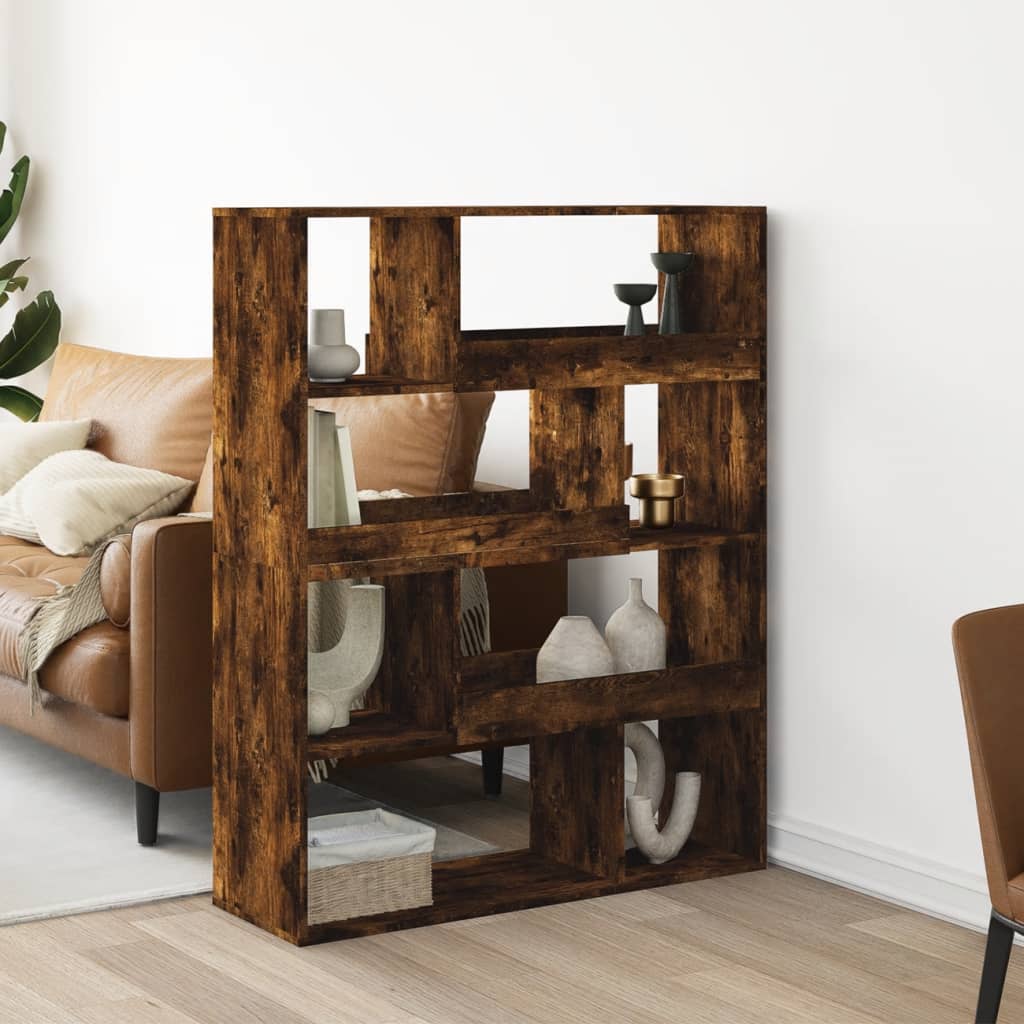 Bibliothèque chêne fumé 100x33x125,5 cm bois d'ingénierie - XIOS