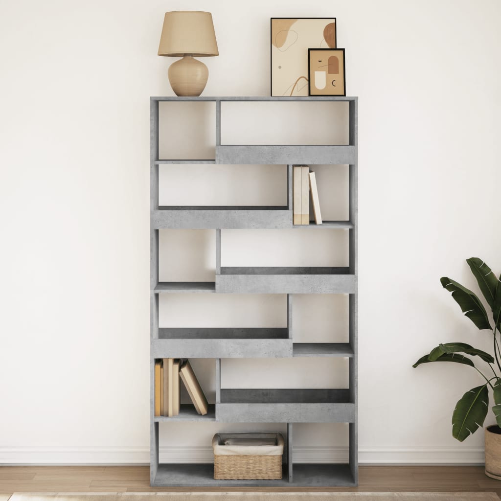 Bibliothèque gris béton 100x33x187,5 cm bois d'ingénierie - XIOS