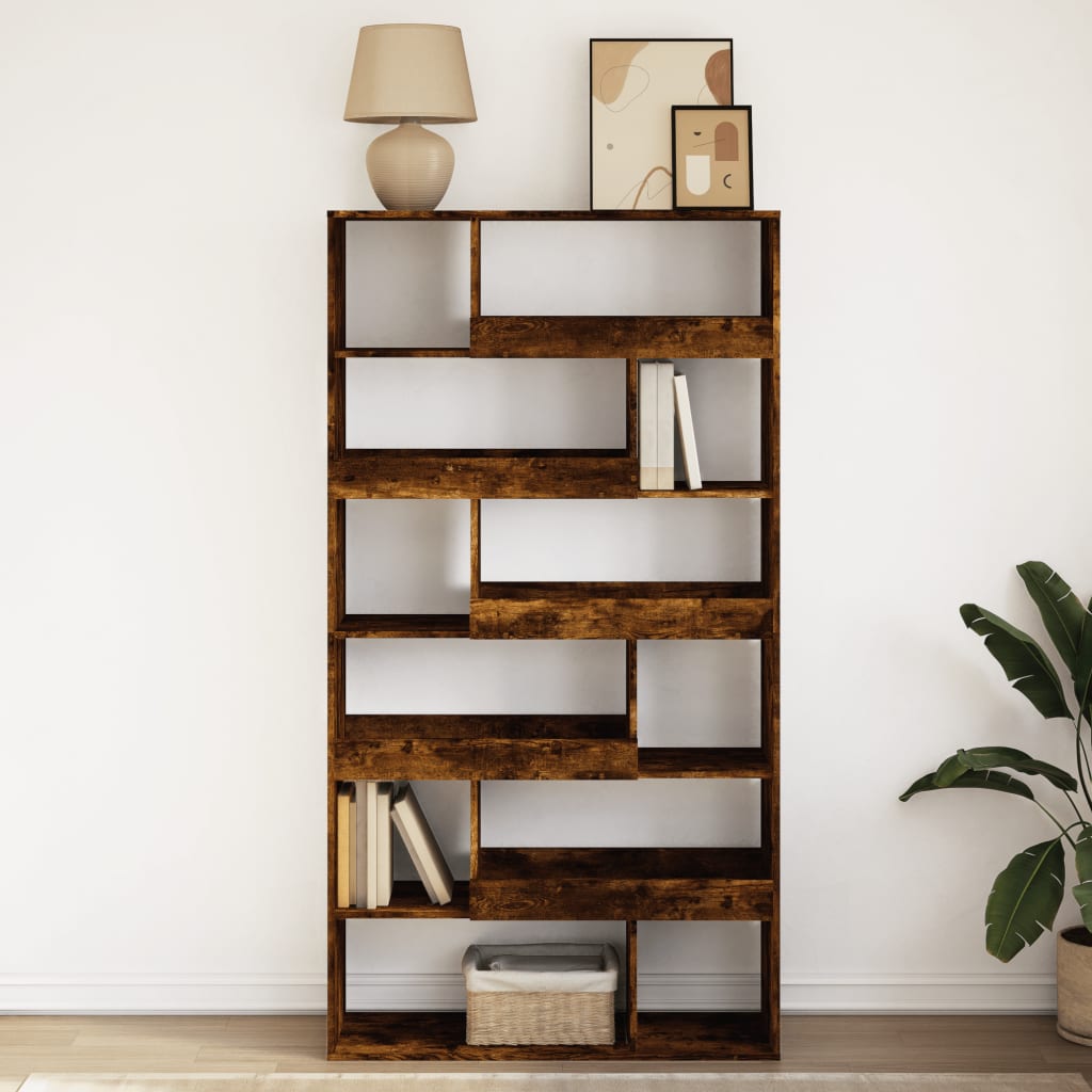 Bibliothèque chêne fumé 100x33x187,5 cm bois d'ingénierie - XIOS