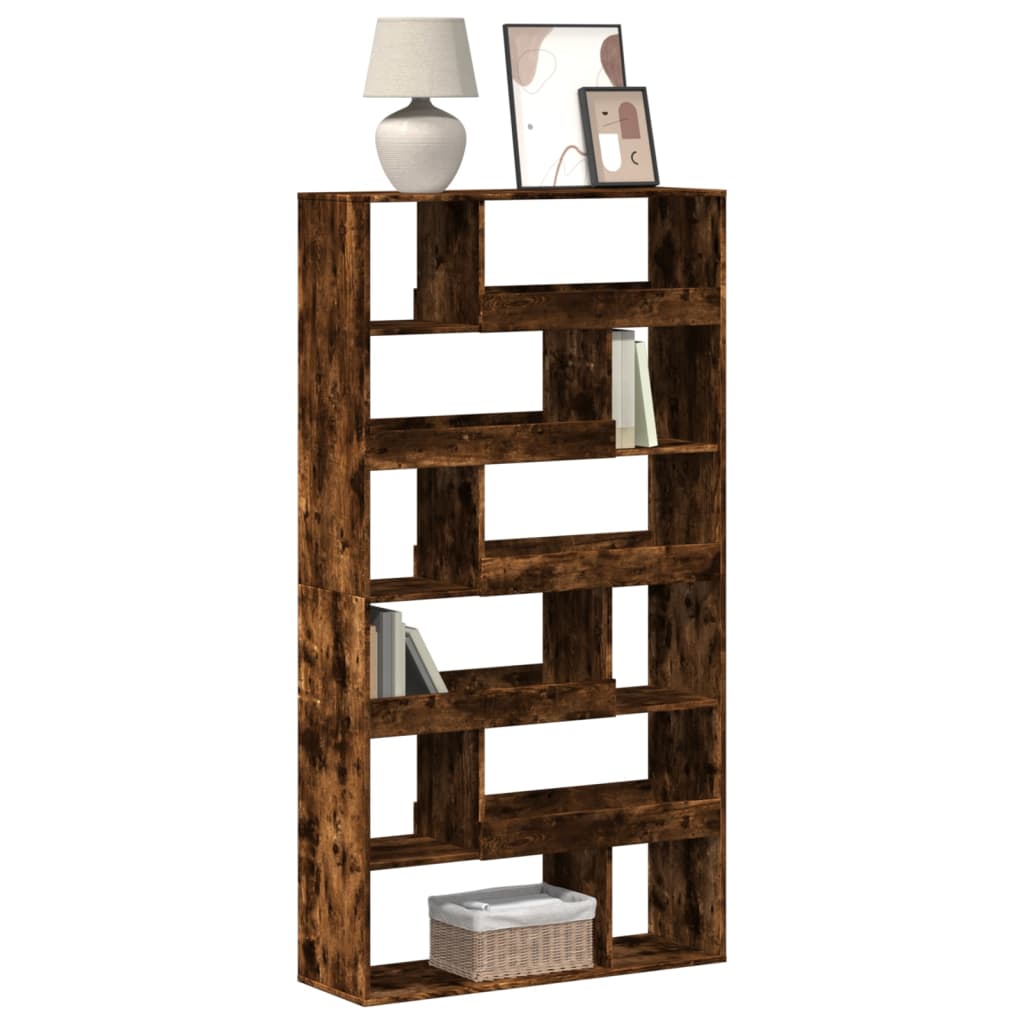 Bibliothèque chêne fumé 100x33x187,5 cm bois d'ingénierie - XIOS