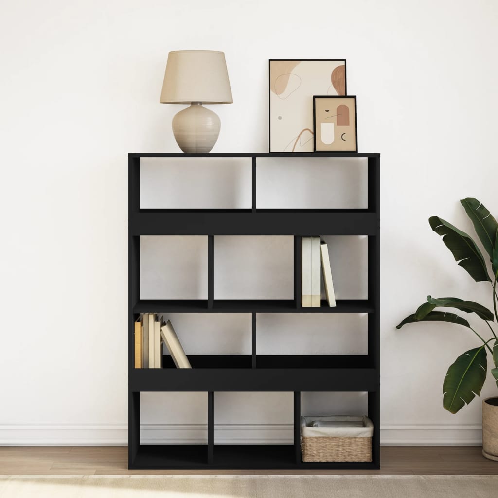 Bibliothèque noir 100x33x125,5 cm bois d'ingénierie - XIOS