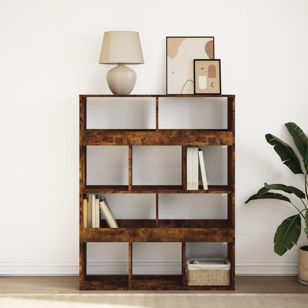 Bibliothèque chêne fumé 100x33x125,5 cm bois d'ingénierie - XIOS