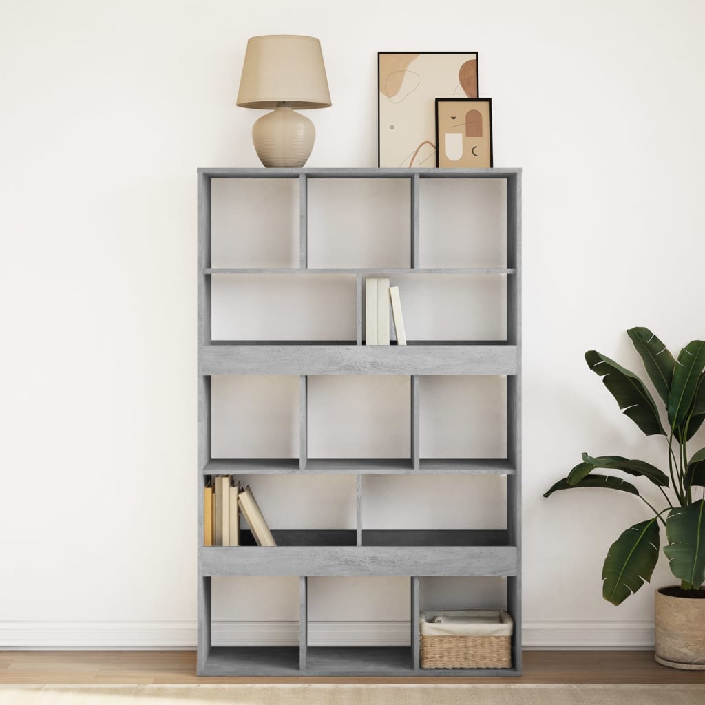Bibliothèque gris béton 100x33x156,5 cm bois d'ingénierie - XIOS